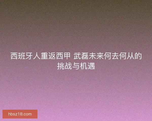 西班牙人重返西甲 武磊未来何去何从的挑战与机遇